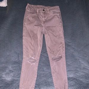 American Eagle distressed jeggings size 8 purplish brown color